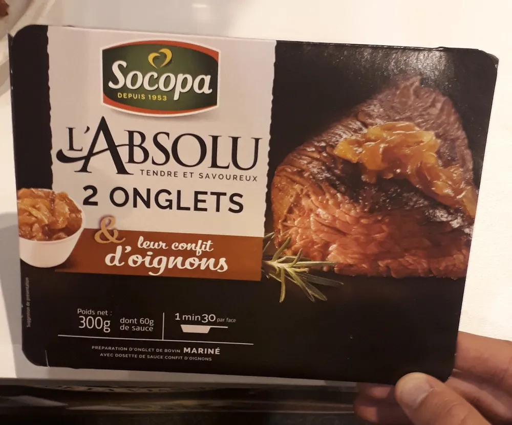 Socopa Onglets Marinés- Onglets De Boeuf Marinés Et Leur Confit D'oignons 2 x 120 g