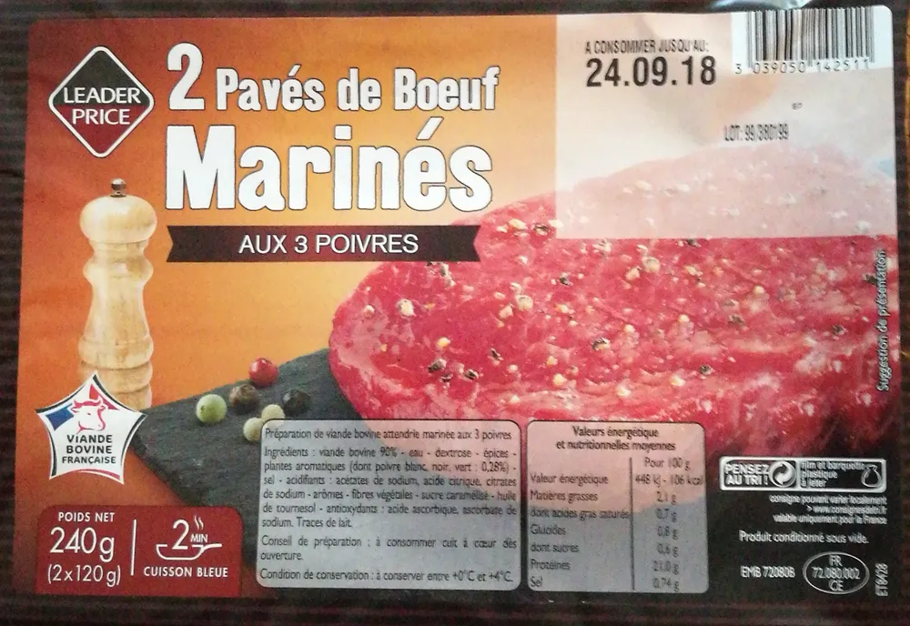 2 Pavés De Boeuf Marinés Aux 3 Poivres
