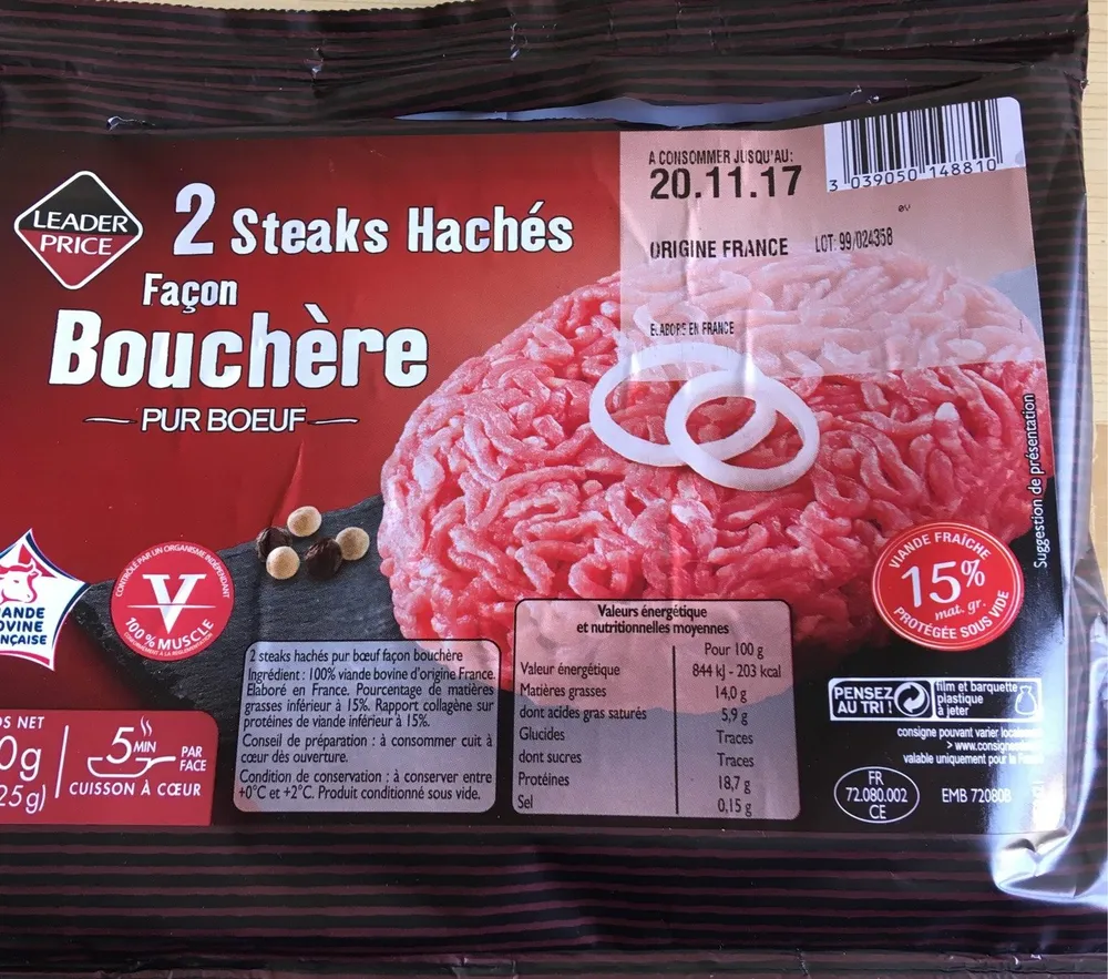Steaks hachés façon bouchère pur boeuf