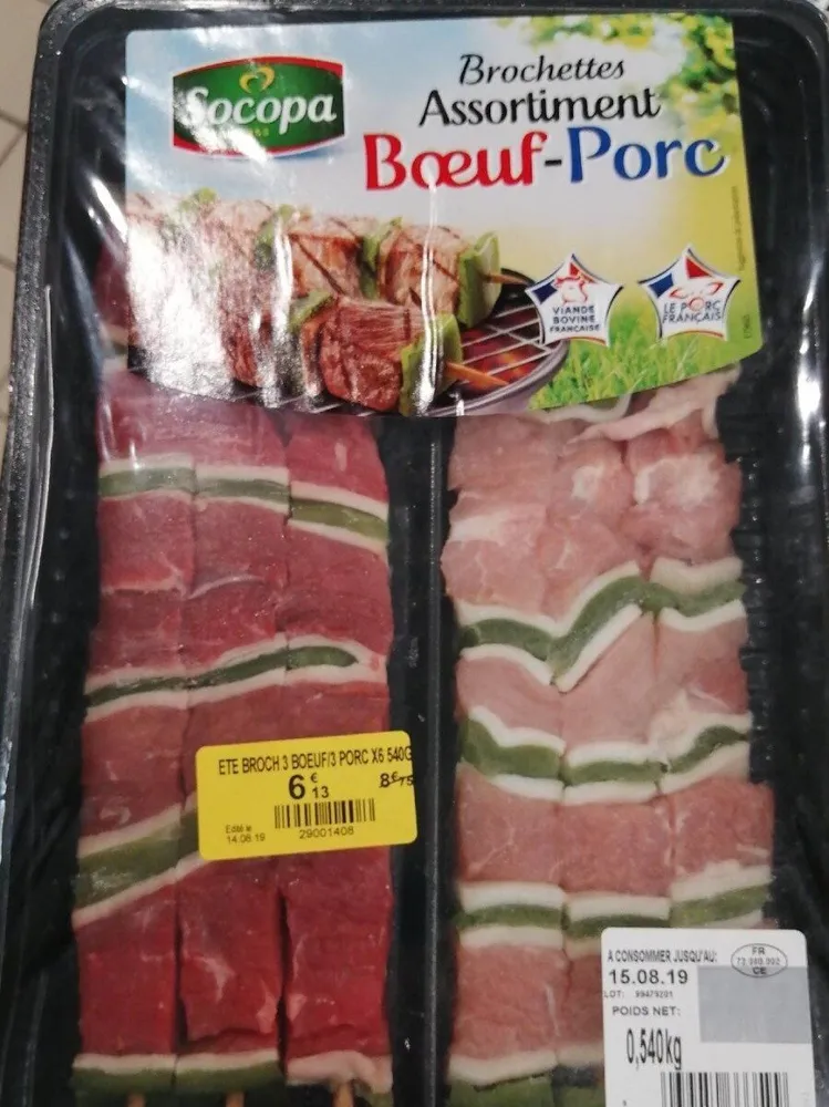 Brochette assortiment bœuf porc