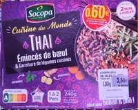 Thai eminces de boeuf et garniture de legumes cuisines