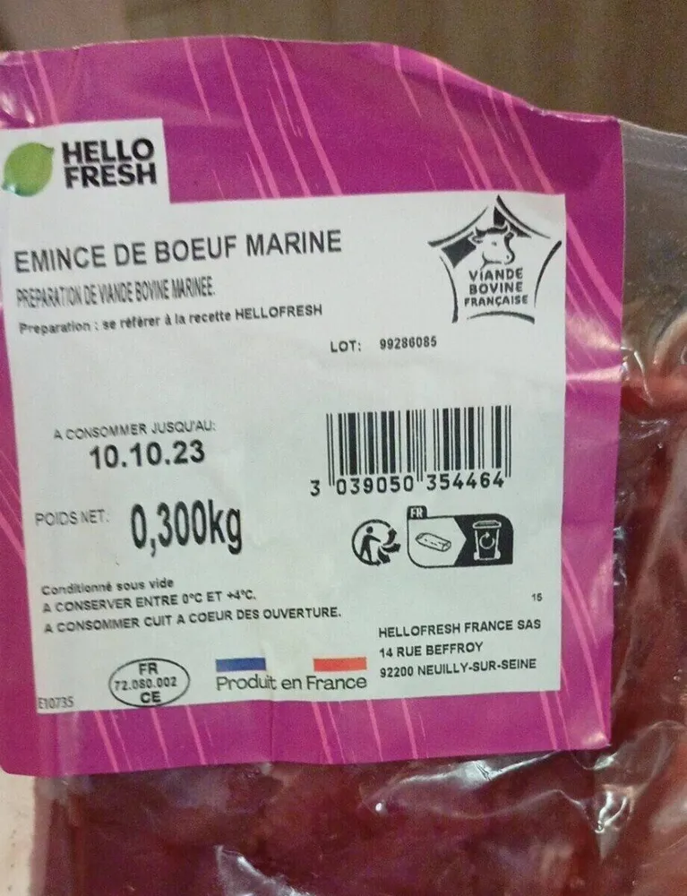 Émincé de boeuf mariné