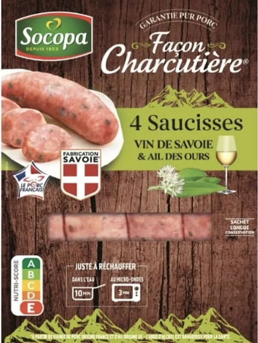 Saucisses au vin de Savoie et ail des ours
