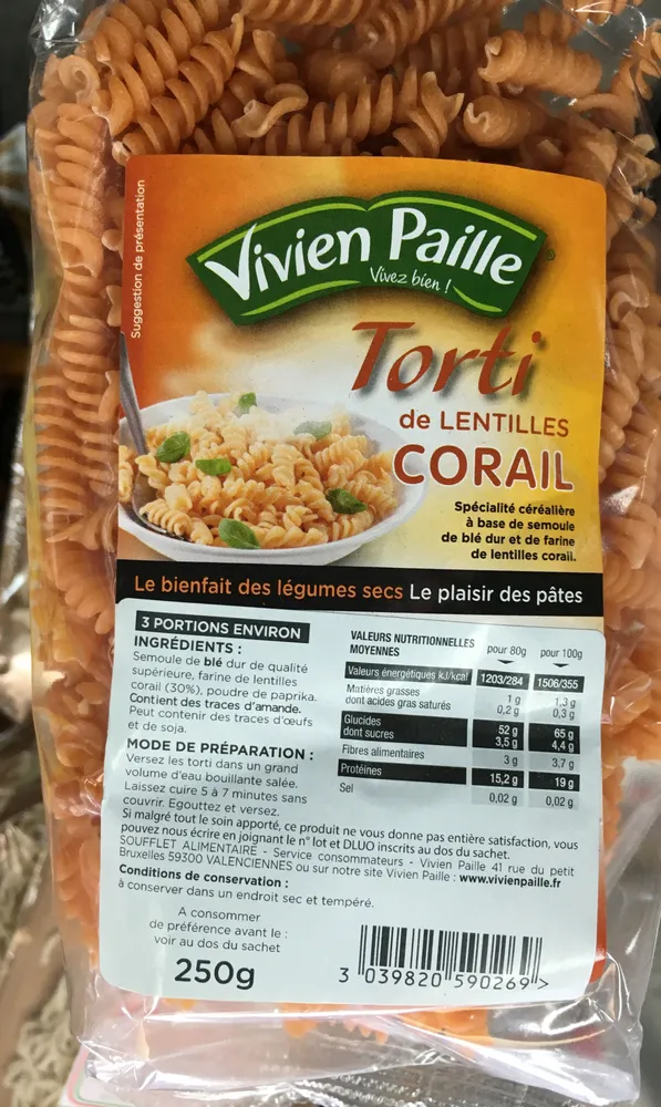 Torti de lentilles corail