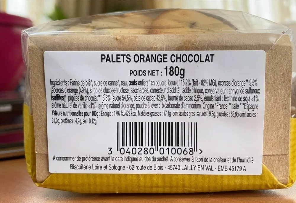 Palet orange chocolat