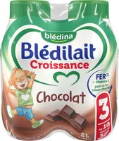 BLEDILAIT Croissance Liquide Chocolat 4x500ml De 10 mois à 3 ans