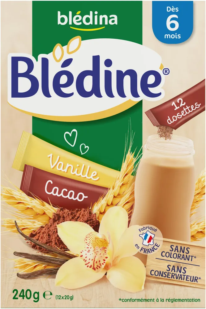 BLEDINE DOSETTES 12x20g Vanille / Cacao Dès 6 mois