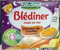 Blédîner Soupe du Soir Douceur de Carottes Semoule de Riz