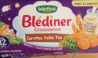 BLEDINA BLEDINER BRIQUES Carottes petits pois 2X250 ML Dès 12 mois
