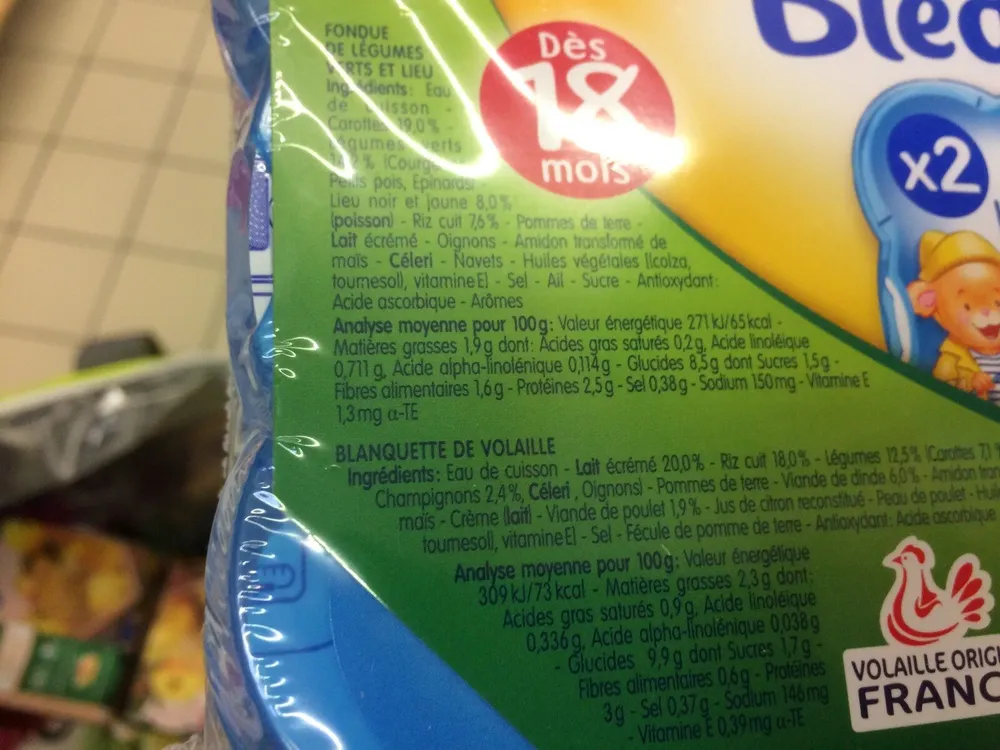 Blédichef Blanquette +fondue De Légumes 4x260g Dès 18 Mois