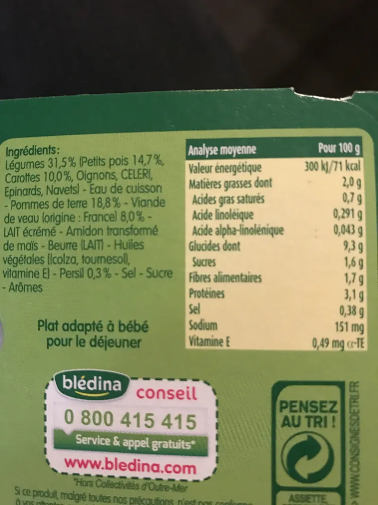 Plat adapté à bébé pour le déjeuner