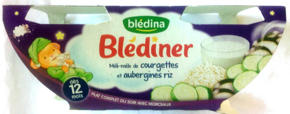 BLEDINER BOLS 2x200g Méli Mélo de Courgettes et Aubergines Riz Dès 12 mois
