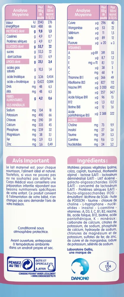 GALLIA CALISMA RELAIS 1er âge 900g De 0 à 6 mois