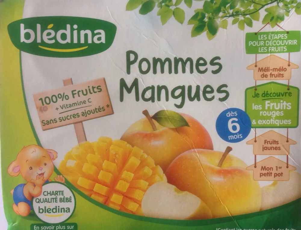 BLEDINA POTS FRUITS Pommes Mangues 4x130g Dès 6 Mois