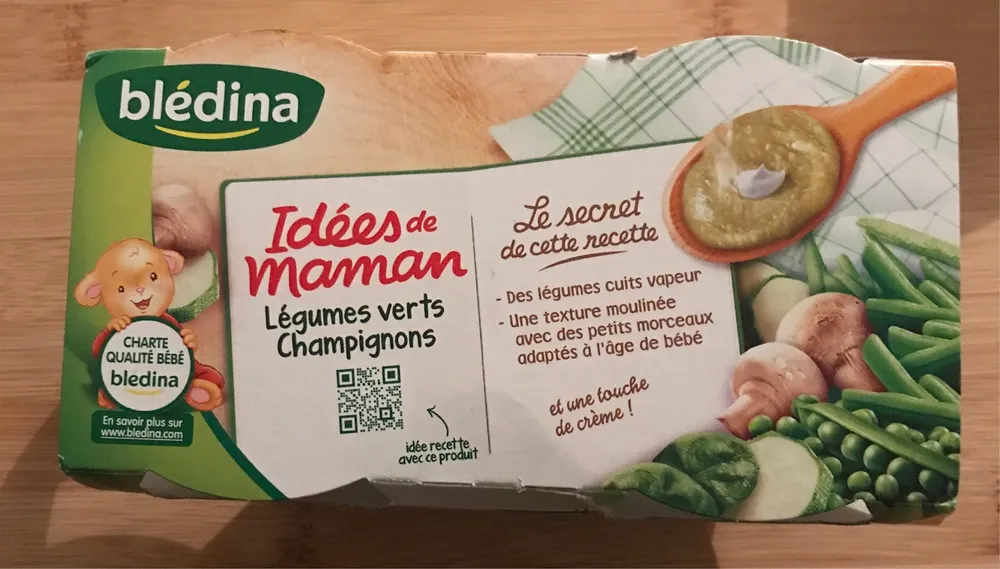 IDEES DE MAMAN BOLS 2x200g Légumes verts Champignons Dès 8 mois