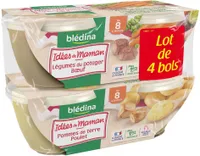 IDEES DE MAMAN BOLS 4x200g Pommes de terre Poulet / Légumes du potager Bœuf Dès 8 mois