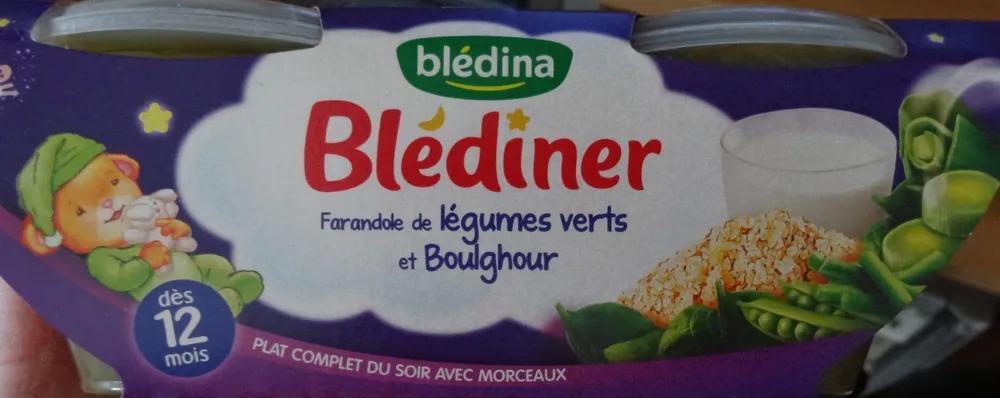 BLEDINER BOLS 2x200g Farandole de Légumes verts et Boulghour Dès 12 mois