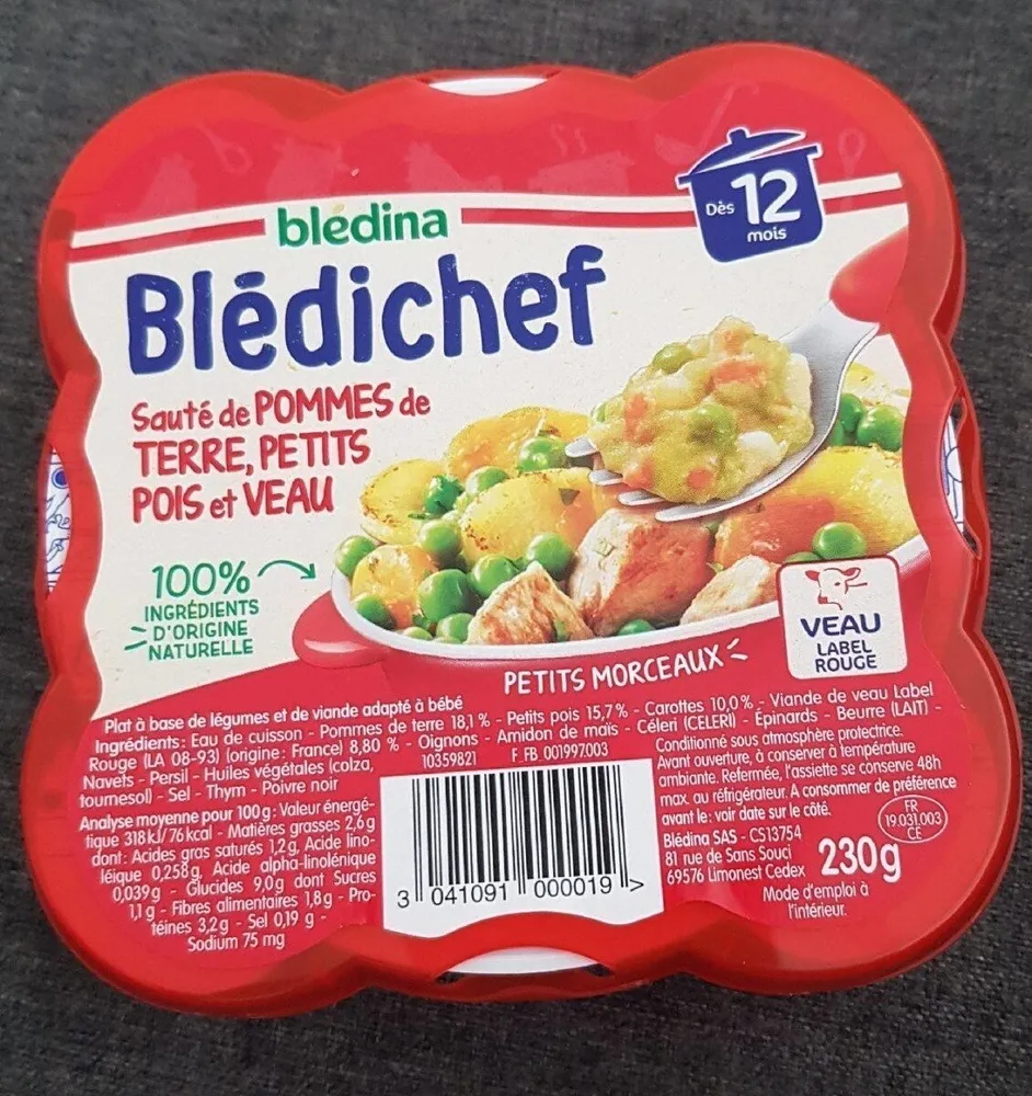 Blédichef sauté de pommes de terre,petits pois et veau