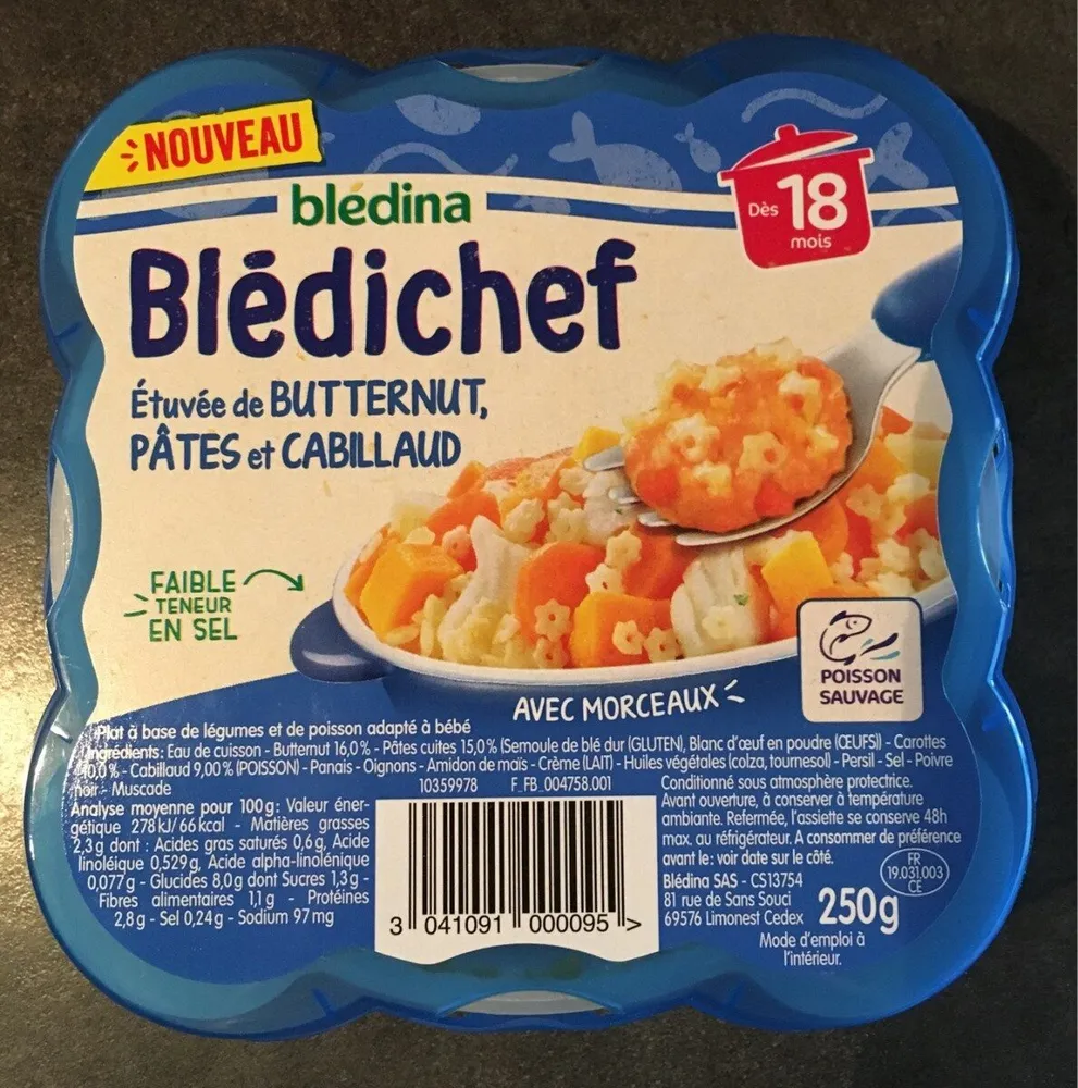 Etuvée de butternut, pâtes et cabillaud