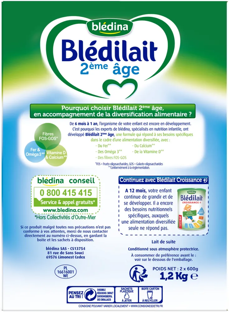 BLEDILAIT 2ème âge Bag in box 1,2 KG de 6 à 12 mois