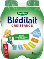 BLEDINA BLEDILAIT 4x 1L Croissance Liquide Nature De 10 mois à 3 ans