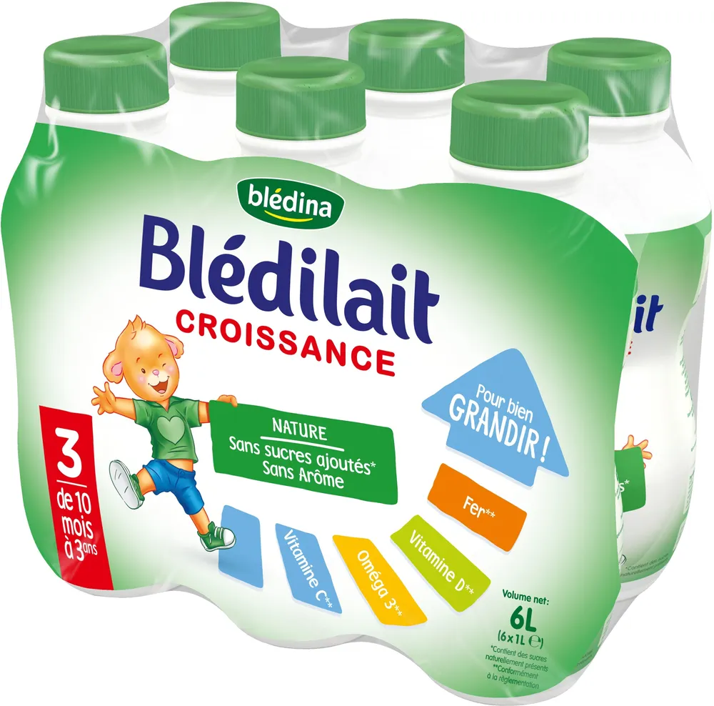 BLEDINA BLEDILAIT 6X 1L CROISSANCE LIQUIDE NATURE De 10 mois à 3 ans
