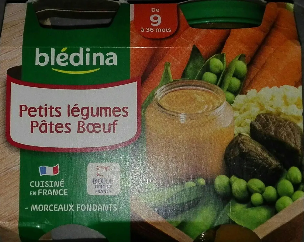 Petits pots pour bébé de petits légumes pâtes et boeuf dès 9mois