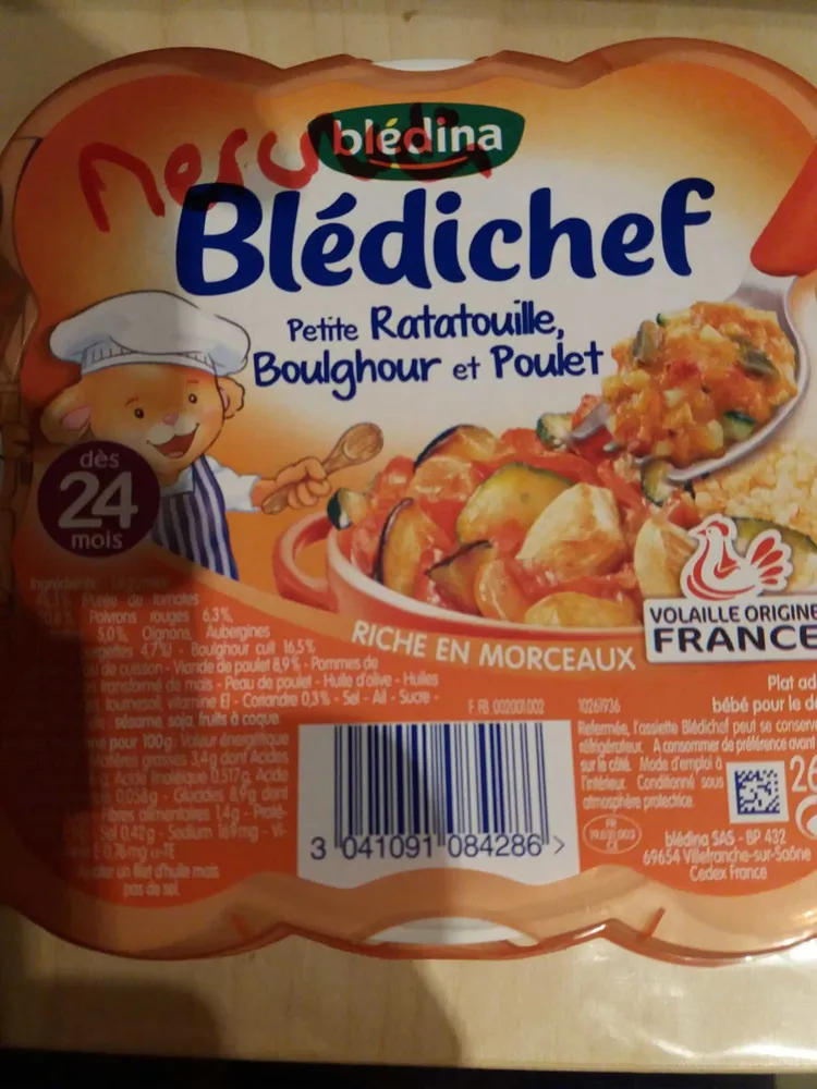 Petite ratatouille, boulghour et poulet, dès 24 mois