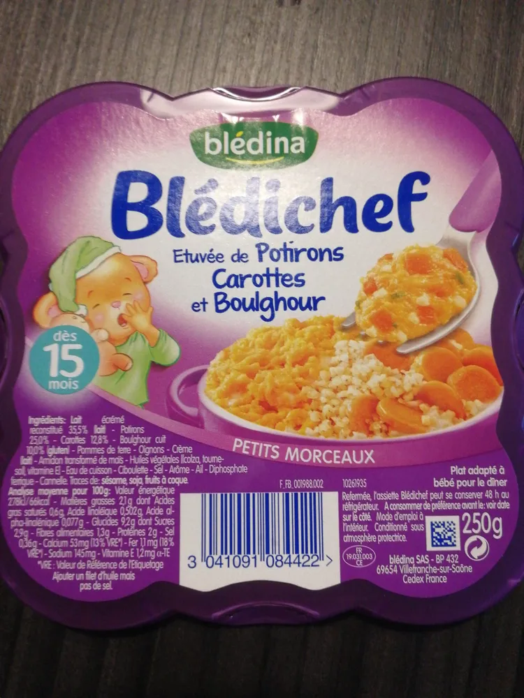 Etuvée de potirons carottes et boulghour, dès 15 mois