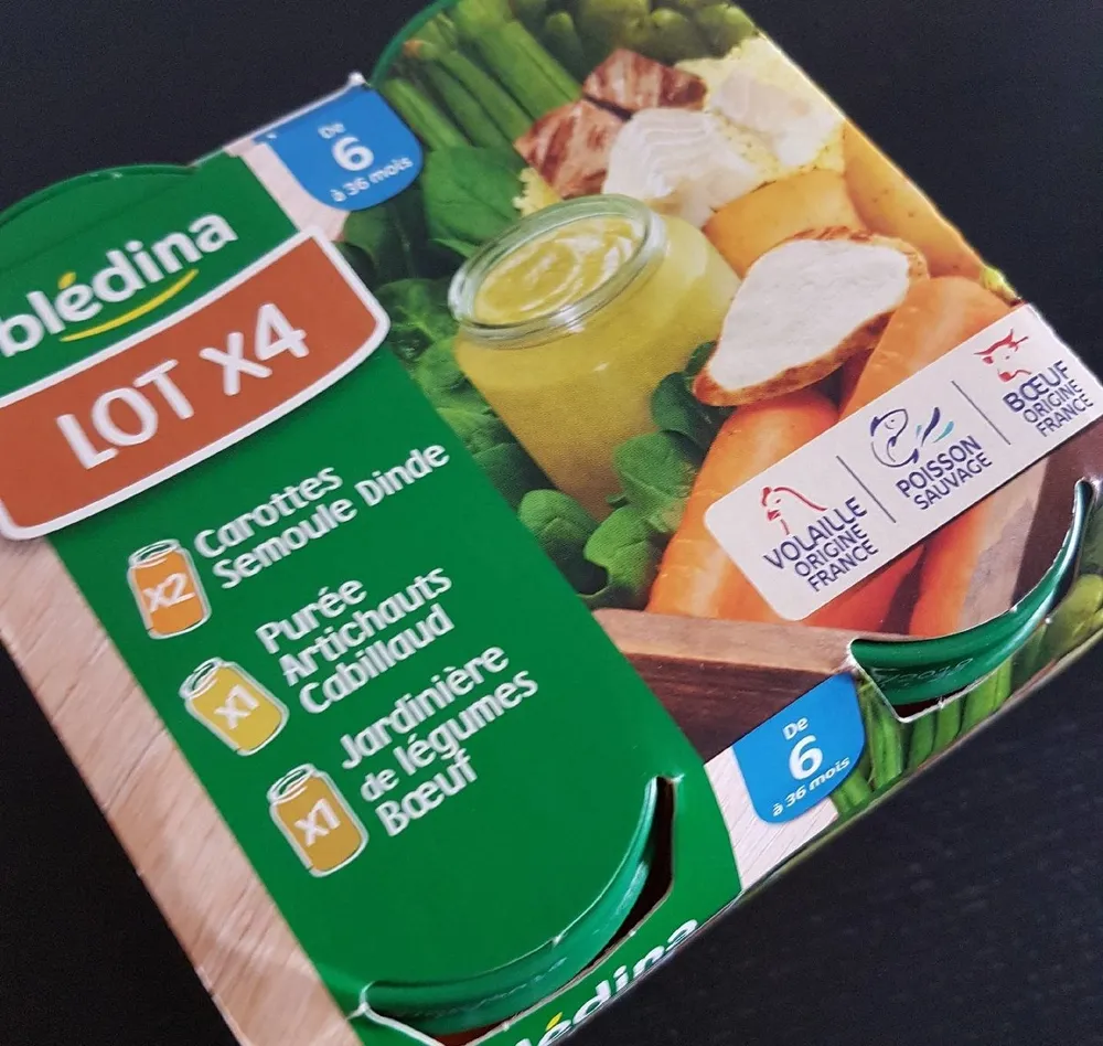 Petits Pots Leg. dinde Boeuf Cabillaud Blédina 4X200G +