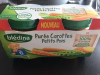 Blédina Purée de carottes petits pois, dès 6 mois les 2 pots de 130 g