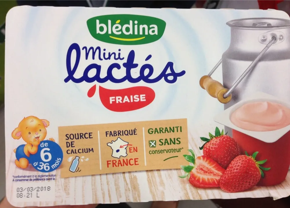 BLEDINA LES MINI LACTES 6x55g Fraise dès 6 mois