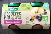 BLEDINA LES RECOLTES BIO POTS Pommes Cassis 2x130g Dès 6 mois