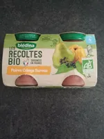 BLEDINA LES RECOLTES BIO POTS Poires Coings Sureau 2x130g Dès 6 Mois