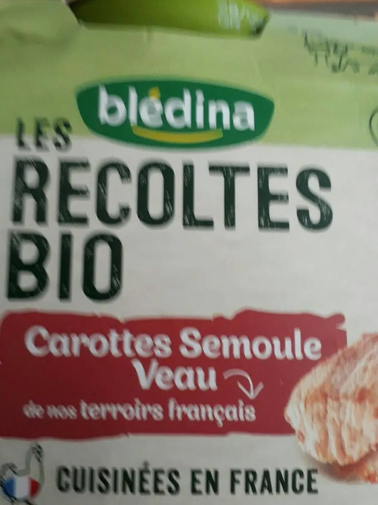 BLEDINA LES RECOLTES BIO Carottes Semoule Veau 2x200g Dès 6 Mois
