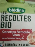 BLEDINA LES RECOLTES BIO Carottes Semoule Veau 2x200g Dès 6 Mois