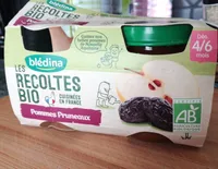 BLEDINA LES RECOLTES BIO POTS Pommes Pruneaux 2x130g Dès 4/6 Mois