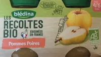 BLEDINA LES RECOLTES BIO POTS Pommes Poires 2x130g Dès 4/6 mois