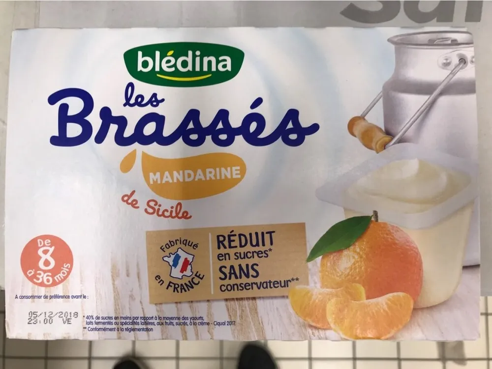 Blédina Les Brassés Mandarine de Sicile 6x95g Dès 8 mois
