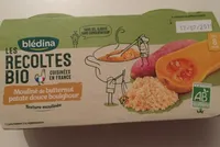 BLEDINA LES RECOLTES BIO Mouliné de Butternut Patate Douce Boulghour 2x200g Dès 8 Mois