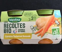 BLEDINA LES RECOLTES BIO Carottes Butternut Semoule 2x130g Dès 6 Mois