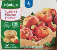 BLEDINA COUPELLES FRUITS Pommes Pêches Fraises 4x100g Dès 6 Mois