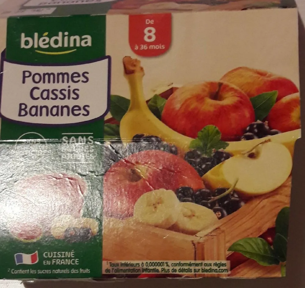 BLEDINA COUPELLES FRUITS Pommes Cassis Bananes 4x100g Dès 8 Mois