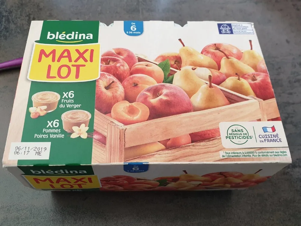 BLEDINA COUPELLES FRUITS Fruits du Verger / Pommes Poires Vanille 12x100g Dès 6 Mois