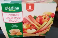 BLEDINA COUPELLES FRUITS 4X100g Pommes Rhubarbe Biscuit Dès 8 Mois