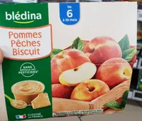 BLEDINA COUPELLES FRUITS 4x100g Pommes Pêches Biscuit Dès 6 Mois