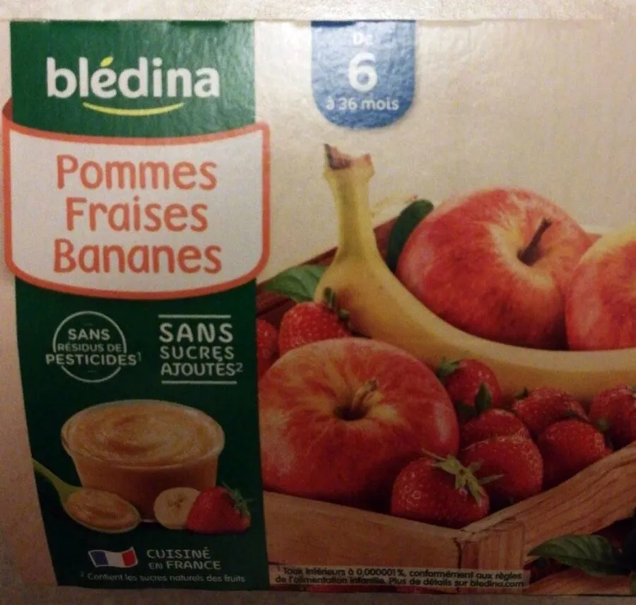 BLEDINA COUPELLES FRUITS Pommes Fraises Bananes 4x100g Dès 6 Mois
