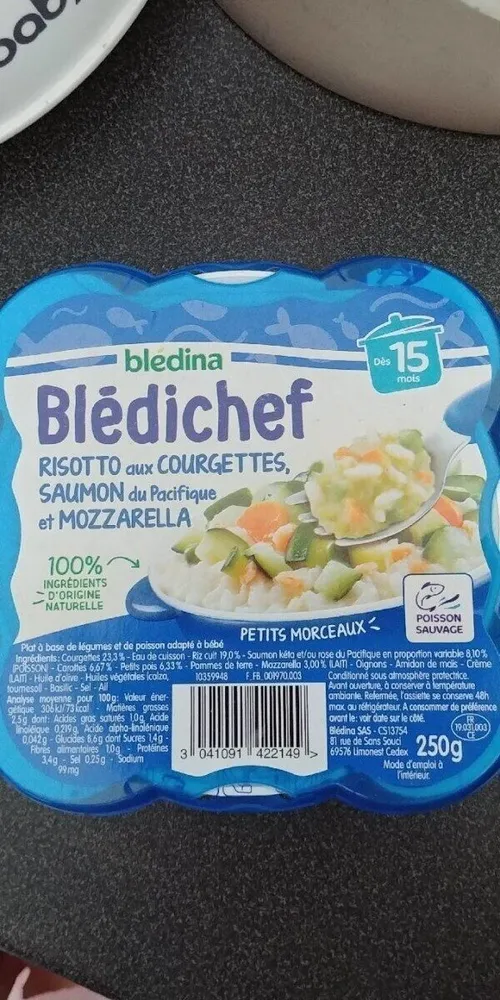 BLEDINA BLEDICHEF Risotto aux Courgettes, Saumon du Pacifique et Mozzarella 250g Dès 15 Mois