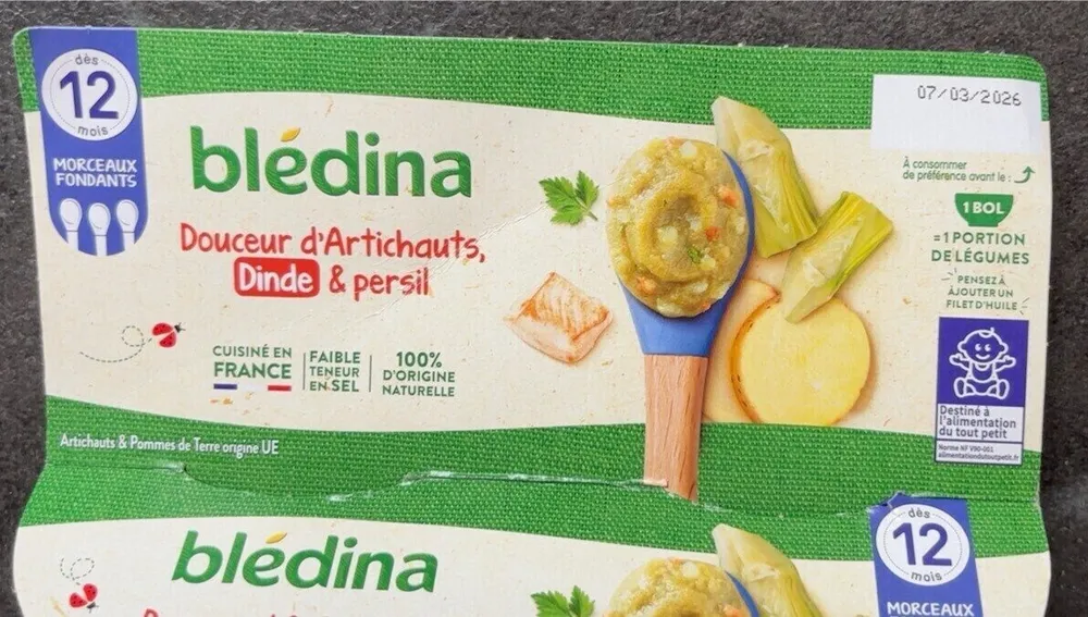 IDEES DE MAMAN 2x200g Pommes de terre Artichauts Dinde des Pays de la Loire Dès 12 mois