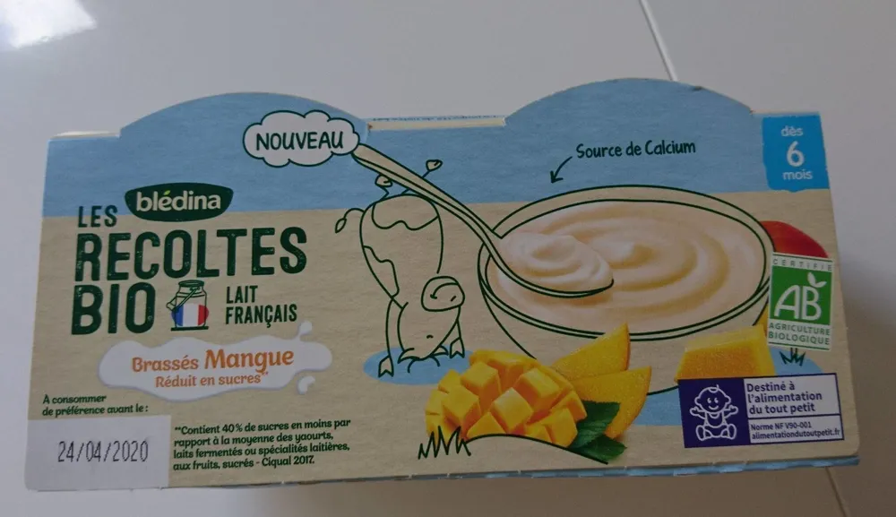 LES RECOLTES BIO BRASSES 4x100g Mangue Dès 6 Mois